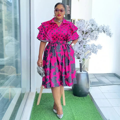 Elegant African Dresses for Women Africa Clothing Plus Size Wedding Party Dress Dashiki Ankara Office Lady Outfit Robe