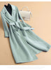 Female Autumn Winter Solid Color Korean Slim Thin Woolen Coat Women Mid-length Woolen Quilted Velvet Thickened Coat
