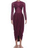 Wrapped Sexy Dress Women Mesh Patchwork Split Ruched Elegant Full Sleeve Birthday Banquet Party Maxi Bodycon