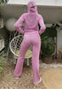 Winter Juicy Coutoure Tracksuit Women Velvet Diamond Long Sleeve Pants Hoodie Suits Piece Set Zipper Tracksuit Cro