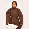 Women's Long Jackets Detachable Shawl Lace Up Waist Cinching Padded Coats Winter Lady Full Sleeve Solid Loose Coat Outerwear