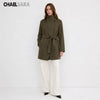 Women's Wool Blend Coat High Neck Belted Wrap Jacket Elegant Long Sleeve Warm Outerwear for Autumn Winter