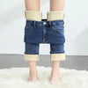 Women's Winter Fleece Warm Jeans Retro Elastic Thickened Comfortable Straight Korean Casual Female Velvet Denim Pants