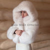 Winter Pure White Mountain Hooded Cropped Faux Fur Coat Women Fluffy Eco Fox Fur Jacket Girls Overcoat