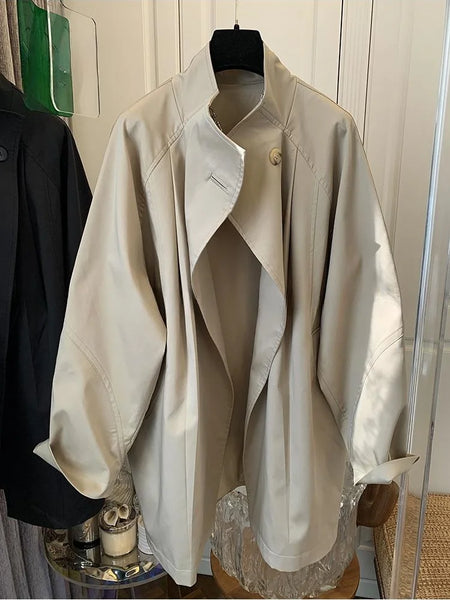Trench Coat Loose Medium and Long Top Women's Clothing Spring Coat