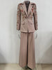 High Street Designer Runway Suit Set Women's 3D Flowers Beaded Blazer Wide Leg Pants Set