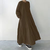 Stylish Ruffled Hem Sweatshirt Dresses Autumn Crew Neck Long Sleeve Solid Color Pullover Robes Femme Maxi Vestidos