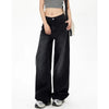Lady Retro Black Gray High Waist Jeans Pants Women Straight Leg Denim Trousers Girls Loose Fit Thin Casual Pants