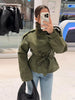 Elegant Women's Windbreaker Stand Collar Double Breasted Long Sleeve Pockets Female Jacket Spring Autumn Lady Commute Tops