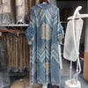 Vintage Chic Printting Straight Pleated Women's Dress Hand-Cranked Floral Long Dresses Spring Clothing 2DB6498