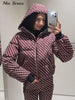 Striped Ski Suit Women's Hooded Full Sleeves Zippers Warm Coats High Waist Pants Winter Winter Lady Tracksuit