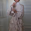 Women's Party Dresses High Waist Pleat Lady Casual High Collar Layered Banquet Dress Elegant Long Sleeve Evening Dress