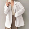 White Oversized Blazer Women Mid Length Korean Style Long Sleeve Single Breasted Suit Jacket Woman Loose Casual Office Outerwear