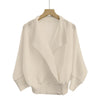 Pleated Cropped Blazer Women Batwing Sleeve Open Front Button Cardigan Jacket Elegant Office Casual Coat