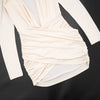 Deep V-Neck Shoulder Pads Gathered Dress Women Sexy Hip Wrap Slim Cross Dress Female Daily Dating Party Dress