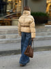 Solid Quilted Cotton Coat Women's Turtleneck Lace-up Full Sleeve Warm Jacket Autumn Winter Lady Commuter Outwear