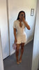Elegant Knit Mini Dress Women Street Slim High Waist Short Sleeve Rib Sweater Dresses Vacation Bodycon Knitwear Dress