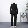 Balck Pants Set For Women Casual Stand Collar Single Breasted Blazer Wide-leg Pants Lady Spring Chic Street Outfits