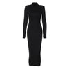 Women Spring Autumn Long Sleeve Streetwear Bodycon Black Midi Dress Items For Business