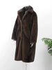Women's Dark Brown Faux Fur Long Overcoat Single Breasted Fleece Long Trench Coat Winter Fluffy Plush Warm Thicken Outerwear