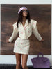 Floral Printed Blazer Skirt Suit Women Elegant Cropped Lapel V-neck Coat Slim Mini Skirts Set Spring Lady Casual Outfit