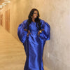 Women Modest Satin Embroidery Bubu Dress For Church Outfits African Traditional Long Loose Square Collar Batwing Sleeve