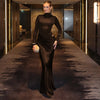 Autumn Long Sleeve Sexy Maxi Dress Women Hollow Out Turtleneck Ruched Bodycon Club Party Long Dresses Female
