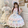 Y2K Sweet Lolita Jks Strap Dress Women Solid Ruffle Lace Bow Patchwork Kawaii Princess Ball Gown Knee-Length Elegant Party