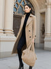 Women's Warm Woolen Overcoat for Autumn Winter Double-Breasted Wool Blends with Belt Windproof Street Female Wear