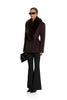 Women Short Fitted Wool Blend Coat, Wide Faux Fur Lapel Collar, Double Breasted Elegant Slim Waist Winter Outerwear For Female