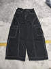 Cyber Y2K Streetwear Black Baggy Women's Cargo Jeans Pants For Woman Clothing Wide Leg Gothic Punk Loose Fit Denim Trousers