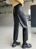 Autumn Winter PU Faux Leather Women's Wide Leg Pants High Waist Female Casual Loose Ankle Length Trousers