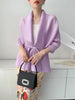 Black Tie Cardigan Design Women's Pleated Jacket Stemperament Casual Niche Three Quarter Top 2DB3365