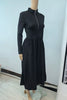 Black Long Dresses for Women Korean Simple High Waist Zipper-Up Turtleneck A-Line Dress Ladies French Style High Street Vestidos