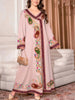 Plus Size Middle Eastern Gown Western V-Neck Printed Women's Dress for Commute Loose Vacation Style Long Sleeve Dress
