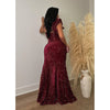 Women One Shoulder Open Back Sequined High Side Split Mermaid Maxi Dress Sexy Club Evening Party Dresses Vestidos