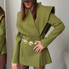 Hollow Out Long Sleeve Blazer Jacket For Women Spring Solid V-neck Waist Suit Coats Office Lady Chic Outerwear
