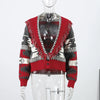 Geometric Printed Knitted Jackets For Women Autumn Long Sleeve Sweater Coats Single Breasted Lady Street Chic Tops