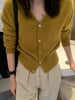 Korean version of autumn cashmere V-neck cardigan women loose short solid color sweater knit sweater simple coat