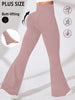 Plus Size Women's Soft High Waisted Flare Pants, Leggings Tummy Control Soft Bootleg Bell Bottoms Running