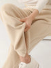 Women Wool Wide Leg Trousers Elastic Waist Side Slit Woman Wool Pants Autumn Winter 100% Merino Wool Knitted Soft Warm Trousers