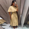 Cape Style Women Dress Turn Down Collar Shirt Dress Stand Collar Waist Defined Shirt Dress A Line Long Dress Daily Wear