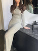 Women Spring Autumn Solid Color Bodycon Knit Dress Long Sleeve Crew Neck Ribbed Dress Slim Fit Long Dress