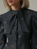 Embroidery Lace Up Bow Suit Jacket Short Skirt Suits Women Elegant Long Sleeve Waist Cinching Coats High Waist Skirts Outfit
