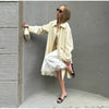 Solid Belted Maxi Trench Coats Women's Loose Full Sleeves Single-breasted Lace-up Windbreak Ladies Early Autumn Outwear