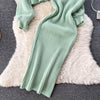 Winter Women Knitted Sets Breading Long Sleeve Pearl Sweater+Knitted Camis Dress Sets Sweater Suits