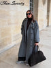 Casual Woolen Women Coat Doube-Breasted Turn-Down Collar Long Sleeve Female Coats Autumn Winter Chic Lady Outwear