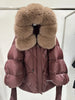 Janveny2026 Winter Large Real Fur Hooded Puffer Jacket Women Thicken Warm Knitted Sleeve Coat White Duck Down Mid Long Parka