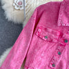 Denim 2 Piece Sets Jacket Skirt Women Suit Long Skirts Outerwear Outfits Single Breasted Pockets Washed Coat Ensemble