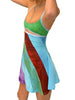 Women’s Casual Sweet Suspender A-line Dress Contrast Color U-neck Hollow Short Dress